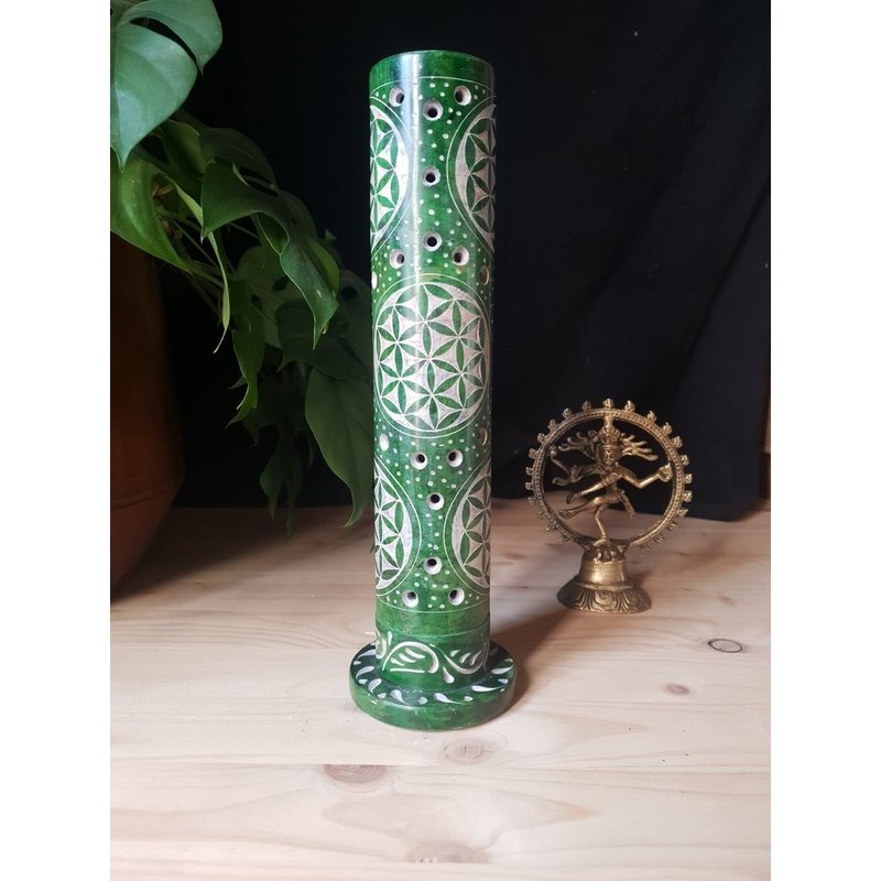Terra Vita Incense Burner Tower | Flower Of Life (Green)