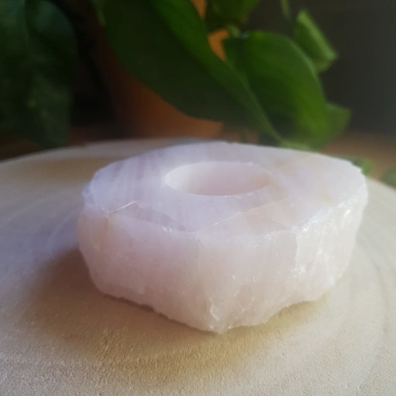 Terra Vita Rose Quartz Tealight Holder | Half Polished