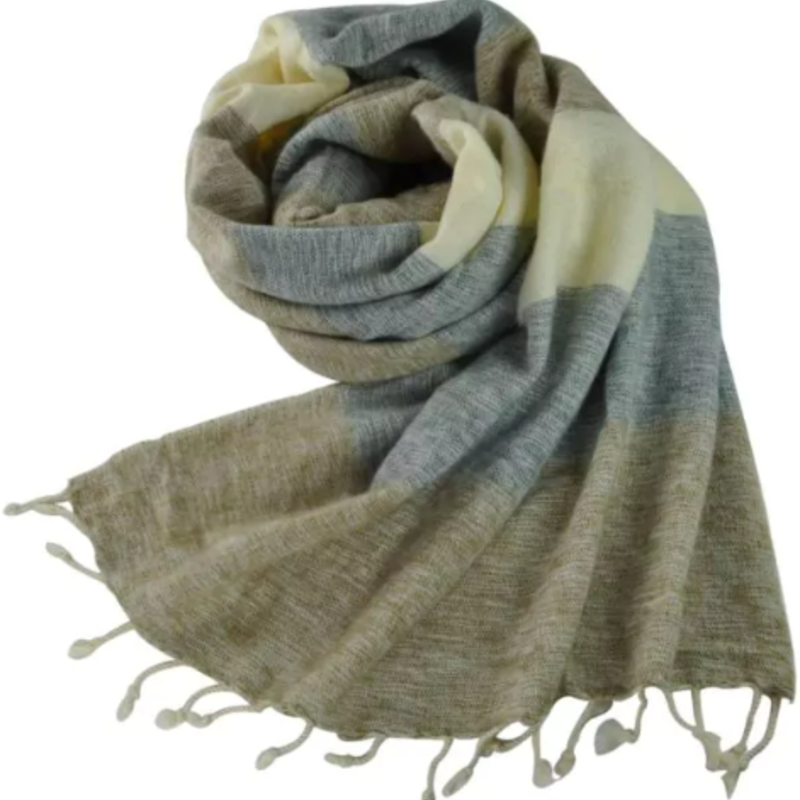 Oriental Arts Nepal Shawl (Beige Gray)