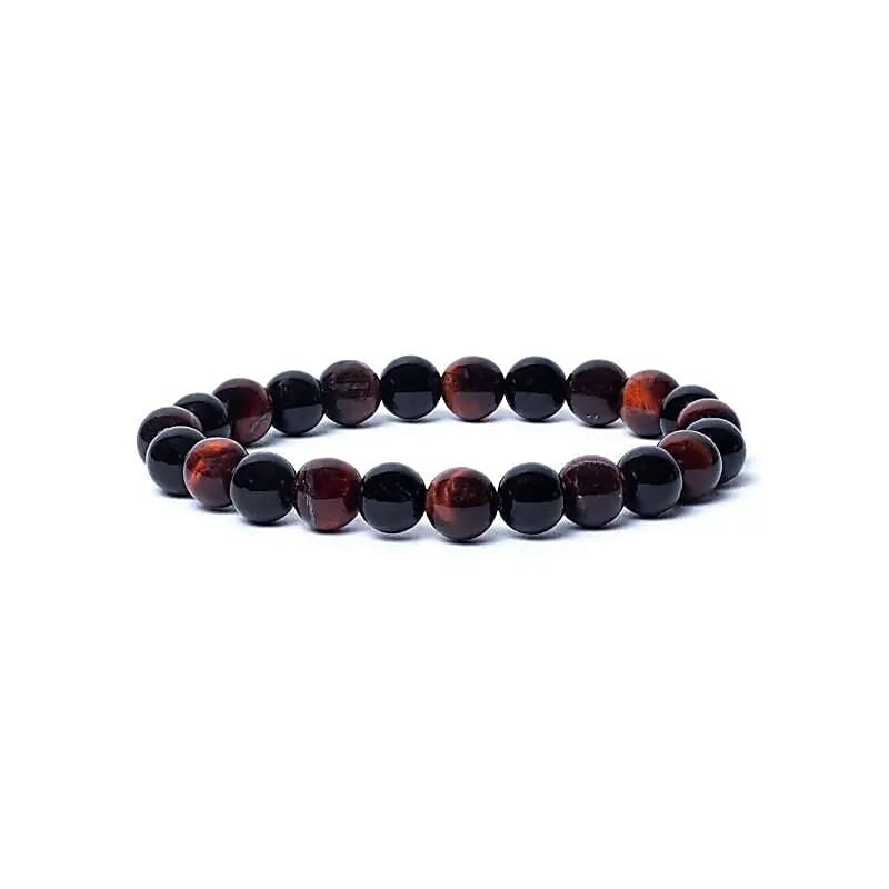 Terra Vita Bracelet  en Œil de Tigre Rouge / Onyx (8 mm)