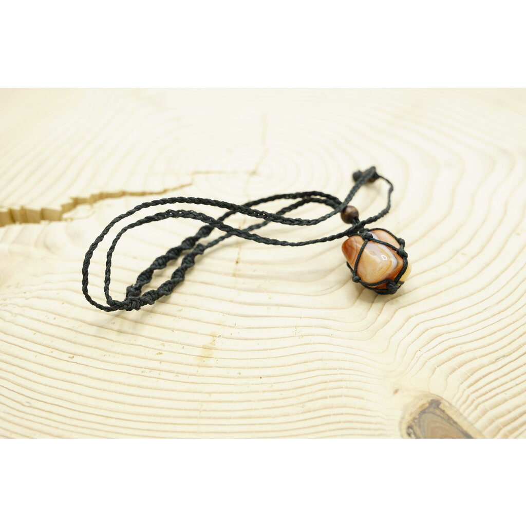 Terra Vita Pendentif en Cornaline (Macramé)