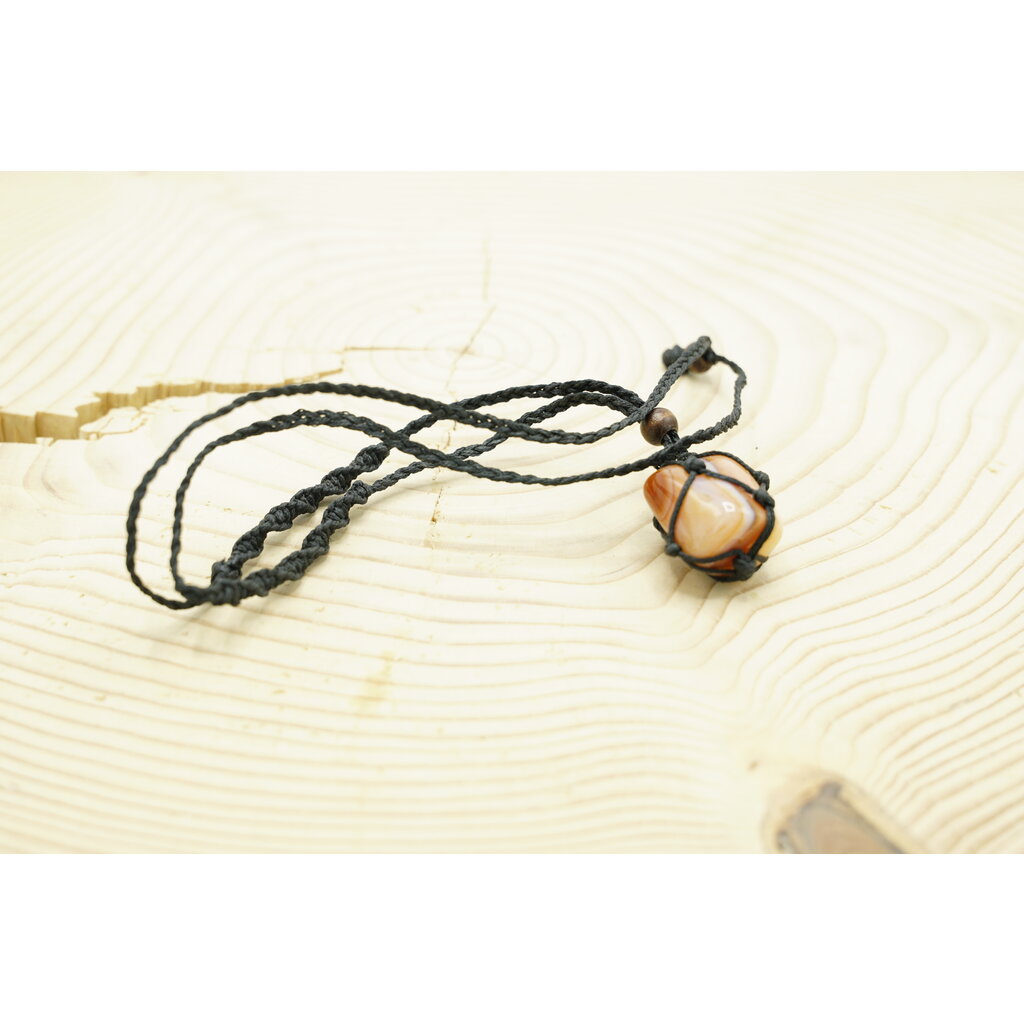 Terra Vita Pendentif en Cornaline (Macramé)