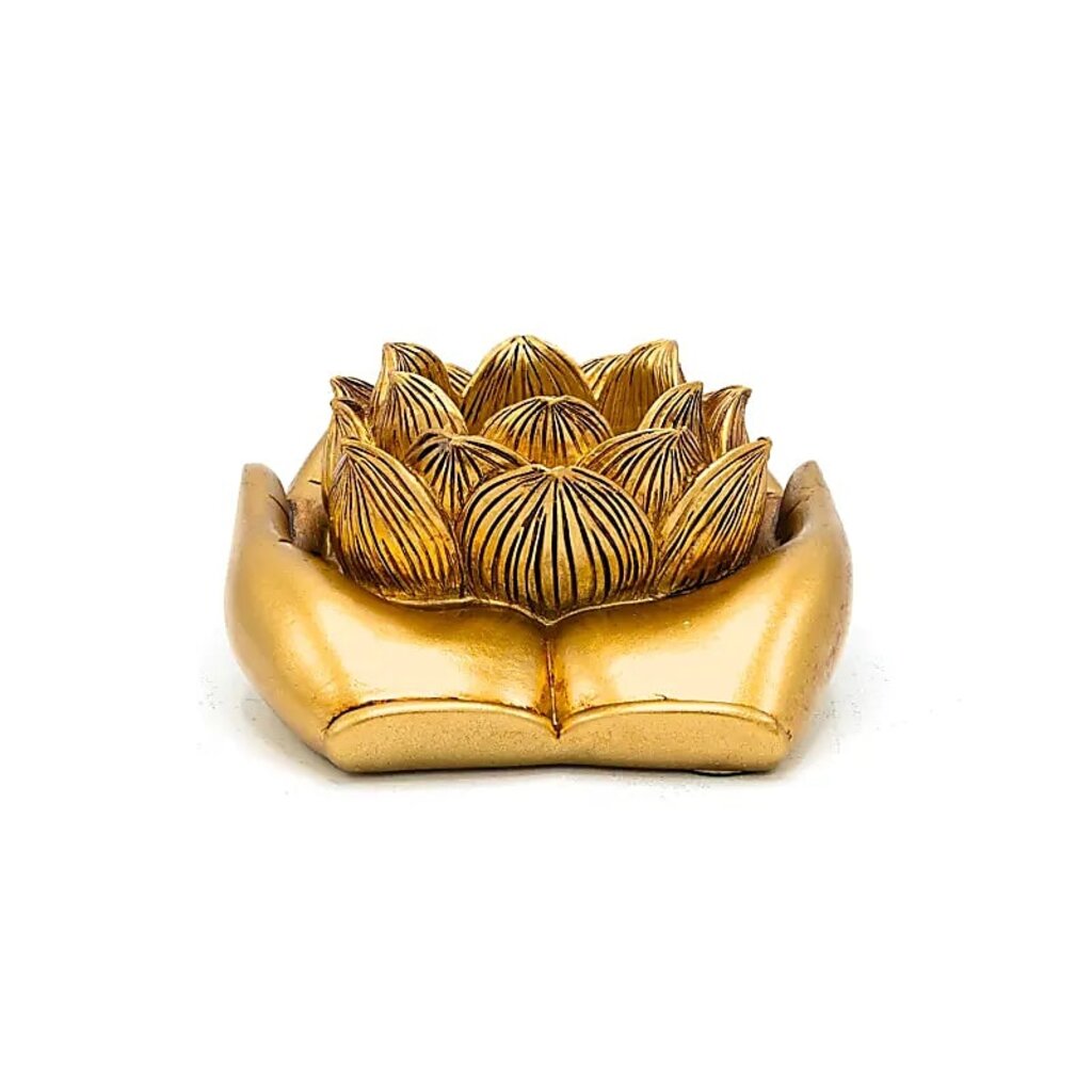 Terra Vita Tea light holder Lotus hands (Gold colored)