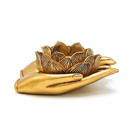 Terra Vita Tea light holder Lotus hands (Gold colored)