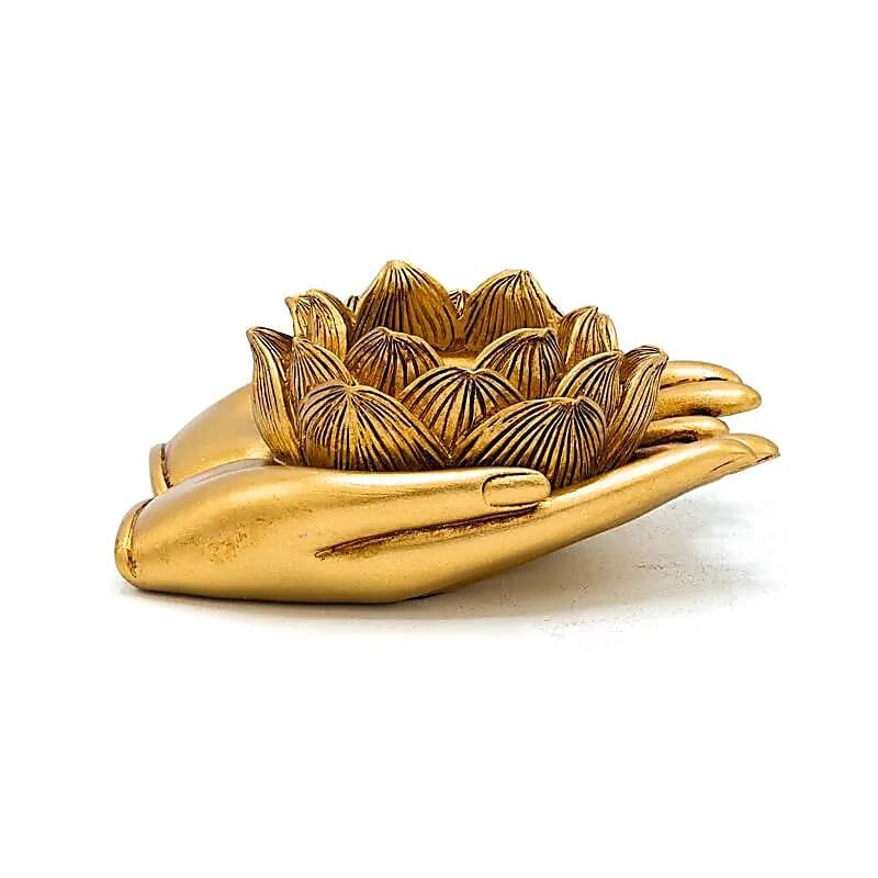 Terra Vita Tea light holder Lotus hands (Gold colored)