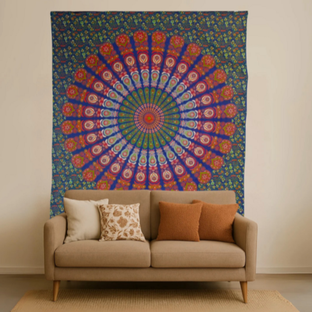 Terra Vita Mandala Wandkleed (Oranje/Groen)