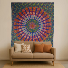 Terra Vita Mandala Wandkleed (Oranje/Groen)