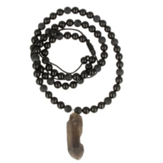 Terra Vita Obsidian necklace with smoky quartz men
