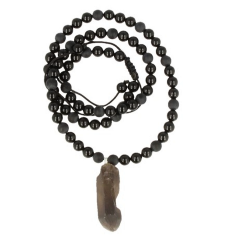 Terra Vita Obsidian necklace with smoky quartz men