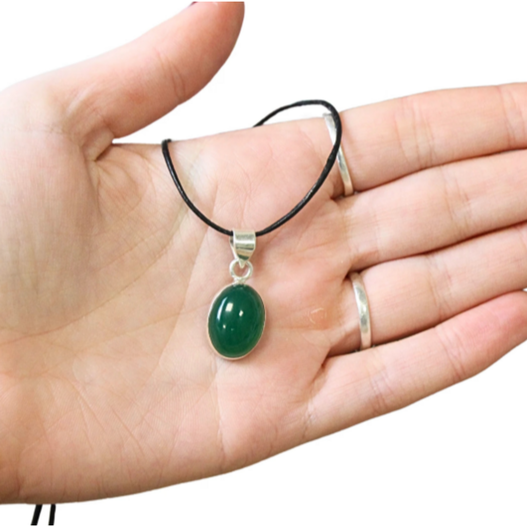 Terra Vita Pendentif en argent et onyx vert