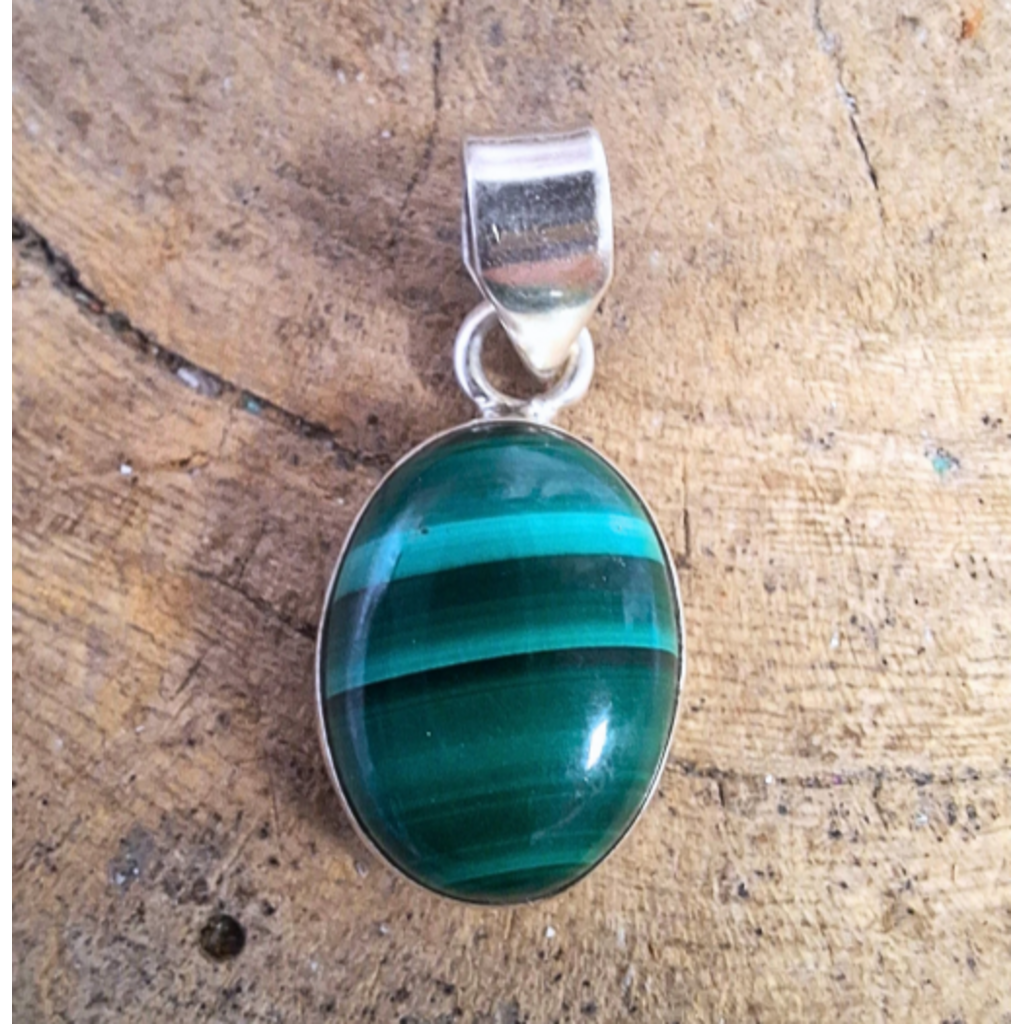Terra Vita Pendentif en argent et malachite
