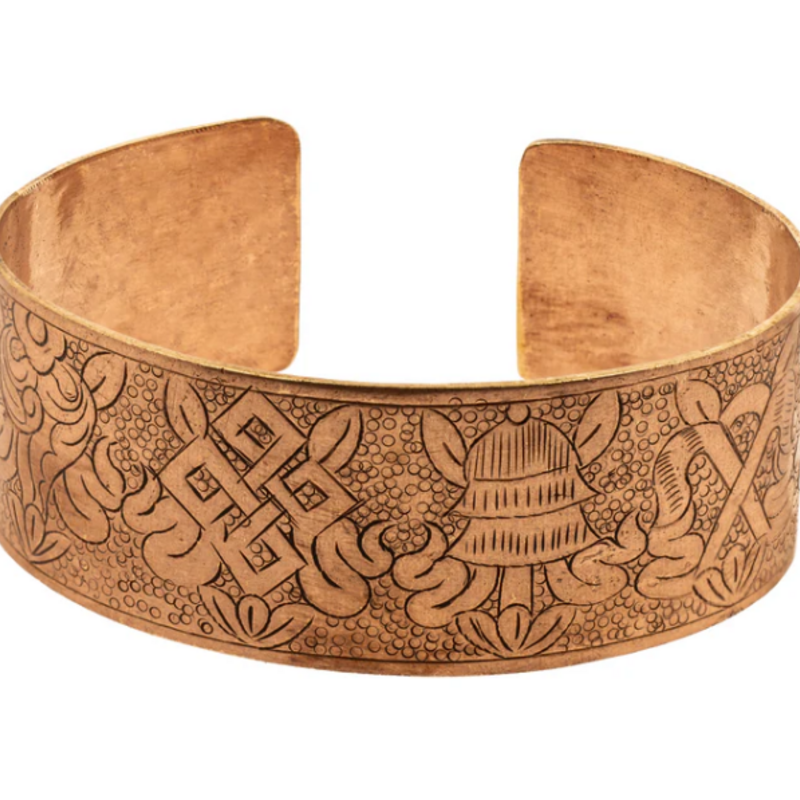 Terra Vita Bracelet en cuivre (8 symboles de bon augure, grand modèle)