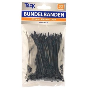 Tack Ty-rap Bundelband 100 stuks zwart Tack Ty-rap Bundelband 100 stuks zwart