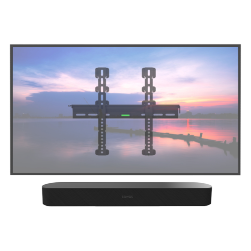 Cavus WMF044+CMSBFB Platte TV muurbeugel met Sonos Beam wandbeugel Zwart