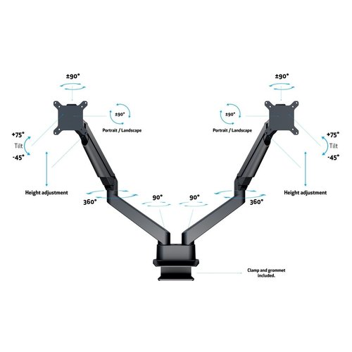 Multibrackets Dual Monitor Gas Lift Arm - Heavy Duty (15 - 32 inch)