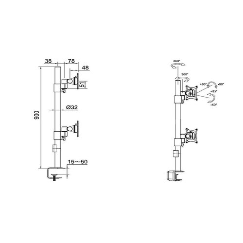 Multibrackets Monitorarm VESA Deskmount Officeline Dual Vertical Wit