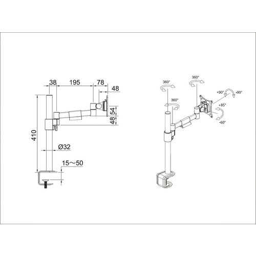 Multibrackets M VESA Deskmount Officeline Single I White