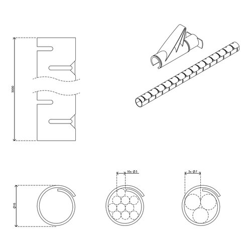 Dataflex Dataflex Cable Eater ø15mm incl. handgereedschap 3.0 meter-Zwart