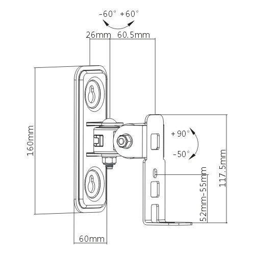 MyWall Sonos Muurbeugel voor Sonos PLAY:1-Zwart (set van 2 stuks)