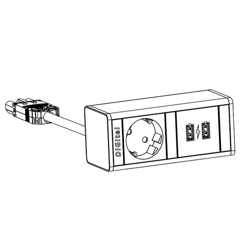 Digitel Digitel Desk Up Module – 2-voudig - 1x Stroom, 1x USB oplader