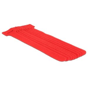 DeLock Klittenband binders Rood (10 st) 30cm