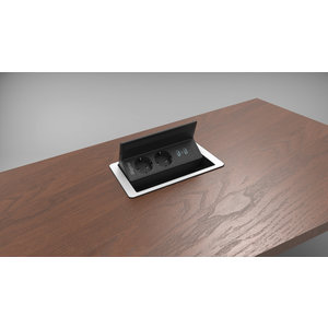 Digitel Flip Up - 3-Voudig, 2x stroom, 1x USB lader (2 ingangen) - Wit