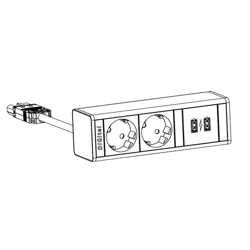 Digitel Desk Up Module – 4-voudig - 2x Stroom, 1x USB-Lader, 1x Leeg