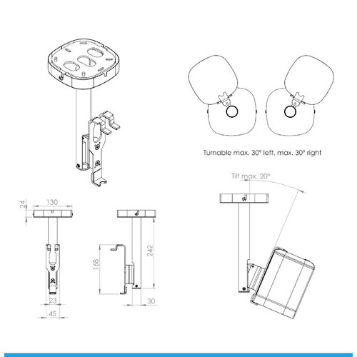 Cavus Plafondsteun voor Sonos One