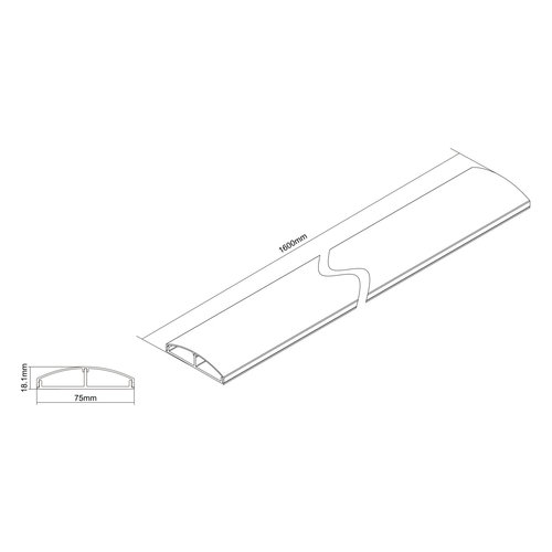 Multibrackets Super Slim Aluminium Kabelgoot - Zwart - 75 x 1600 mm