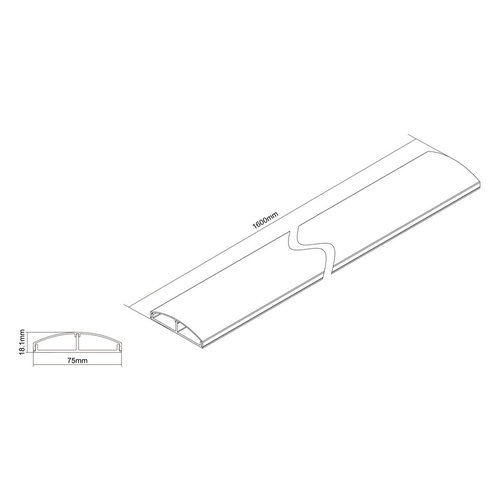 Multibrackets Super Slim Aluminium Kabelgoot - Silver- 75 x 1600 mm