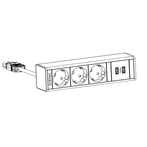 Digitel Digitel Desk Up Module – 4-voudig - 3x Stroom, 1x USB-Lader