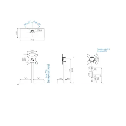 Cavus TV Standaard Solid 80 cm hoog, 300x300 mm