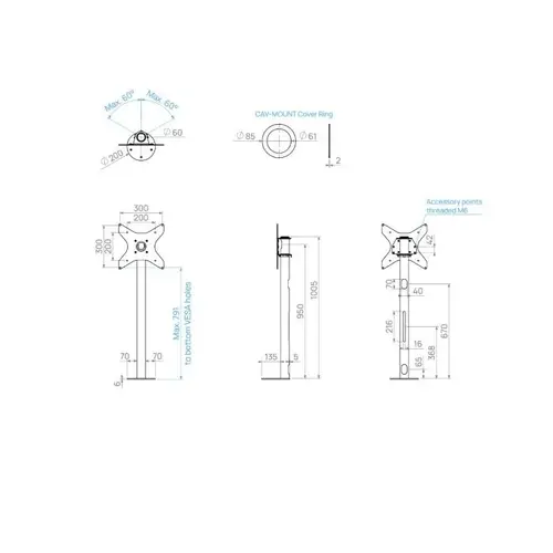 Cavus Meubel Mount - TV Standaard voor Meubel - 100 cm RVS VESA 300x300