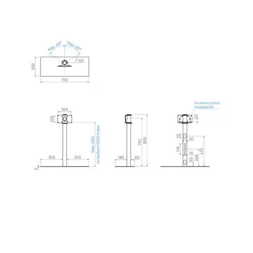 Cavus TV Standaard Solid 60 cm hoog,  200x100 mm