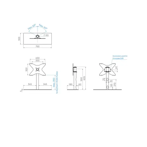 Cavus TV Standaard Solid 60 cm hoog, 400x300 mm