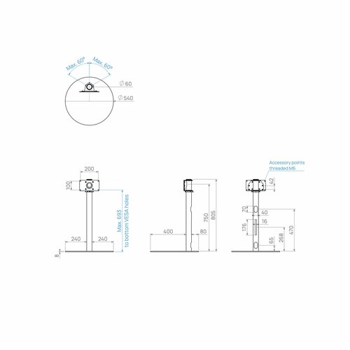 Cavus TV Standaard Sphere 80 cm Zwart VESA 200x100 mm