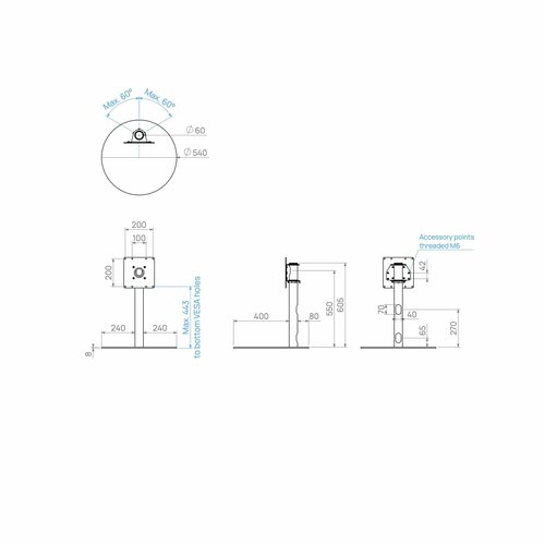 Cavus TV Standaard Sphere 60 cm RVS VESA 200x200 mm