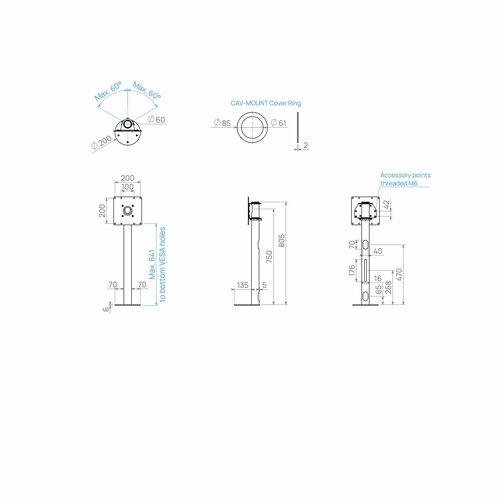 Cavus Meubel Mount - TV Standaard voor Meubel - 80 cm Zwart VESA 200x200