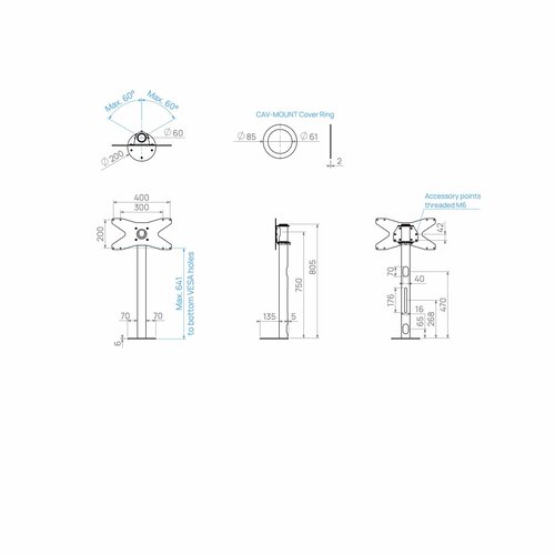 Cavus Meubel Mount - TV Standaard voor Meubel - 80 cm Zwart VESA 400x200 mm