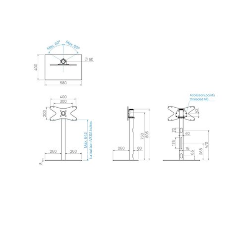 Cavus TV Standaard Square 80 cm RVS VESA 400x200 mm