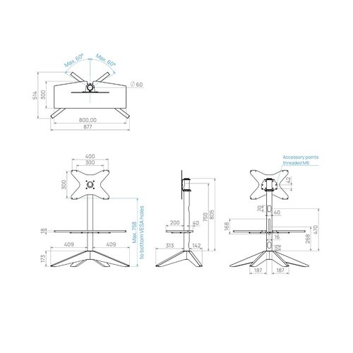 Cavus TV Standaard Cross 100 Hout/Zwart - VESA 400x300