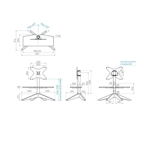 Cavus TV Standaard Cross 80 Hout/RVS - VESA 400x300