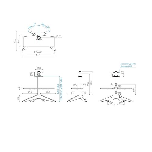 Cavus TV Standaard Cross 120 Hout/RVS - VESA 100x200