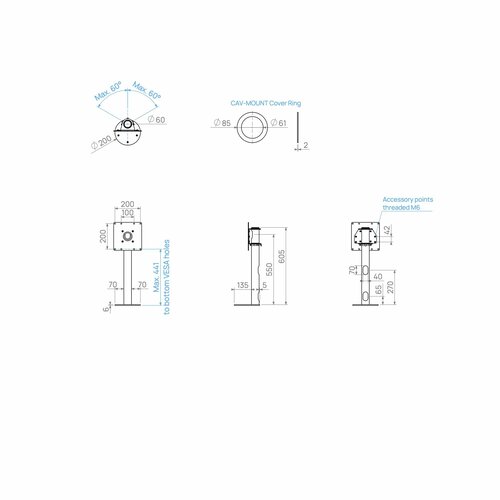 Cavus Meubel Mount - TV Standaard voor Meubel - 60 cm RVS VESA 200x200