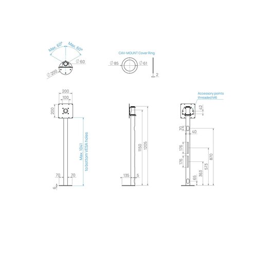 Cavus Meubel Mount - TV Standaard voor Meubel - 120 cm RVS VESA 200x200