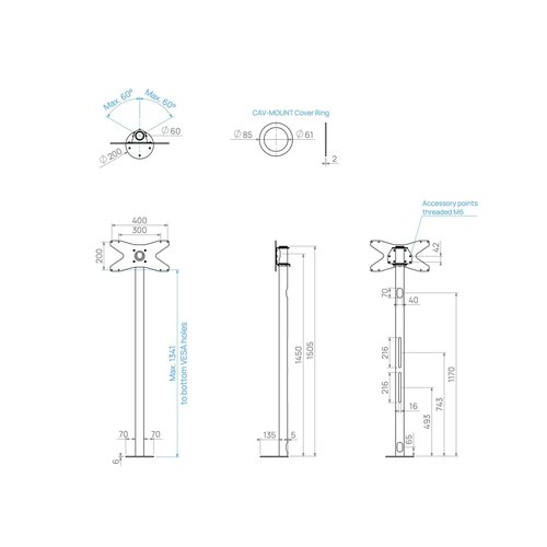 Cavus Meubel Mount - TV Standaard voor Meubel - 150 cm RVS VESA 400x300