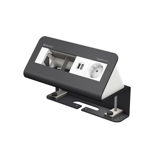 Kindermann CablePort desk² - 4 voudig - 1x Stroom, 1x USB lader en 2x leeg (4 half-sized modules) Antraciet