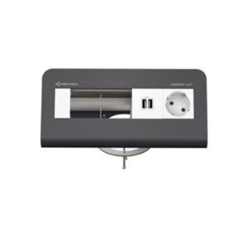 Kindermann CablePort desk² 80 - 1x Stroom, 1x USB Lader, 2x Leeg - Antraciet