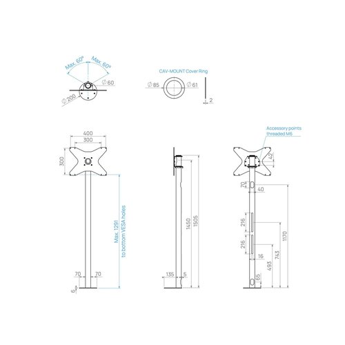 Cavus Meubel Mount - TV Standaard voor Meubel - 150 cm Zwart VESA 400x300