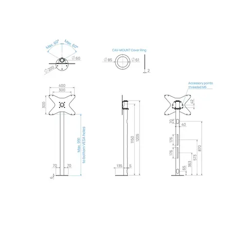 Cavus Meubel Mount - TV Standaard voor Meubel - 120 cm Zwart VESA 400x300